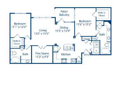Camden Heights 2 Beds floor plan, 1417 sqft