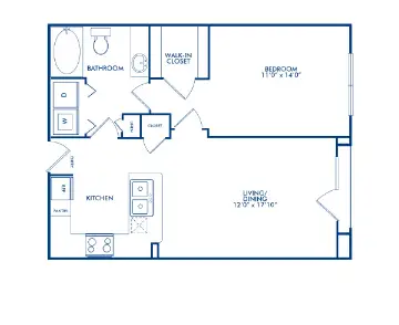 Camden Heights 1 Bed floor plan, 733 sqft