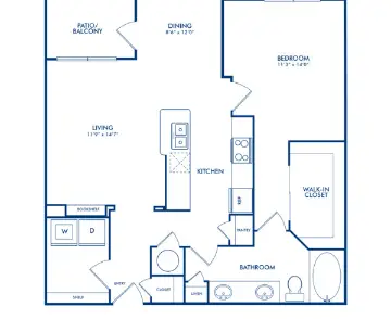 Camden Heights 1 Bed floor plan, 899 sqft