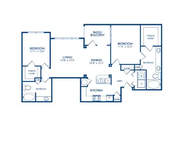 Camden Heights 2 Beds floor plan, 1301 sqft