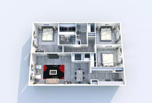 3 Corners West 3 Beds floor plan, 1245 sqft