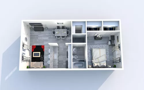 3 Corners West 1 Bed floor plan, 555 sqft
