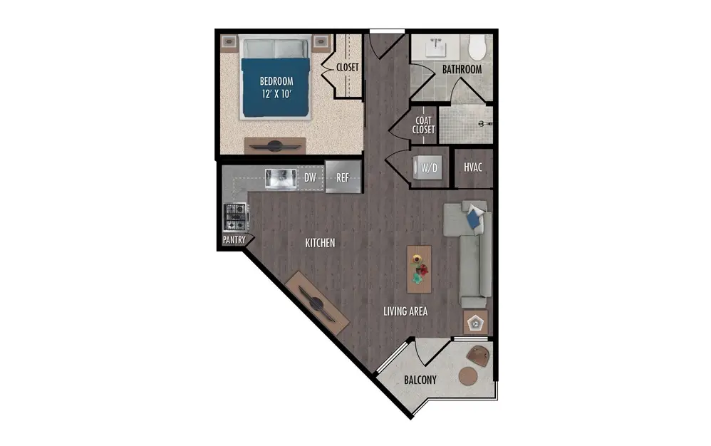1414 Texas Downtown Studio floor plan, 591 sqft