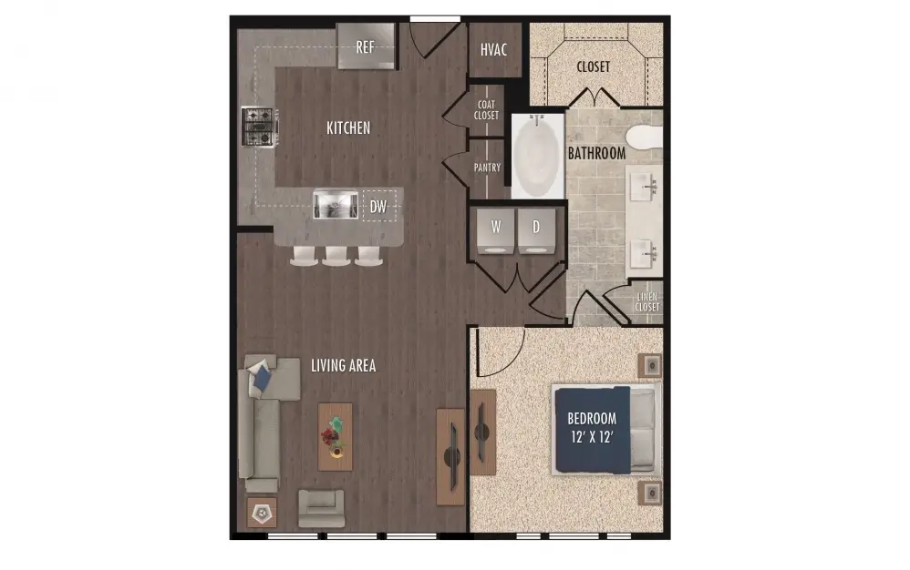 1414 Texas Downtown 1 Bed floor plan, 811 sqft