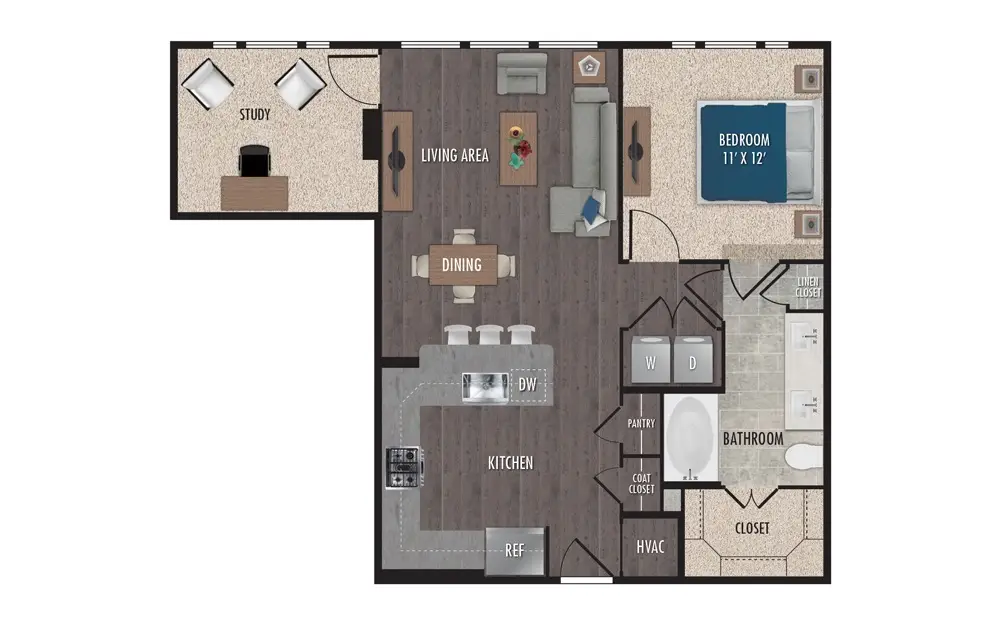 1414 Texas Downtown 1 Bed floor plan, 823 sqft