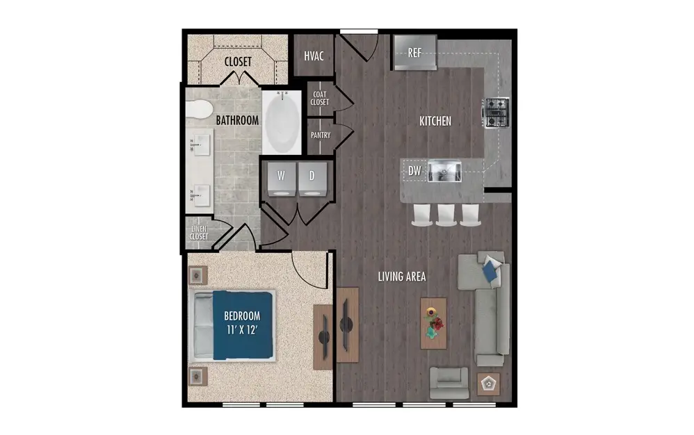 1414 Texas Downtown 1 Bed floor plan, 786 sqft