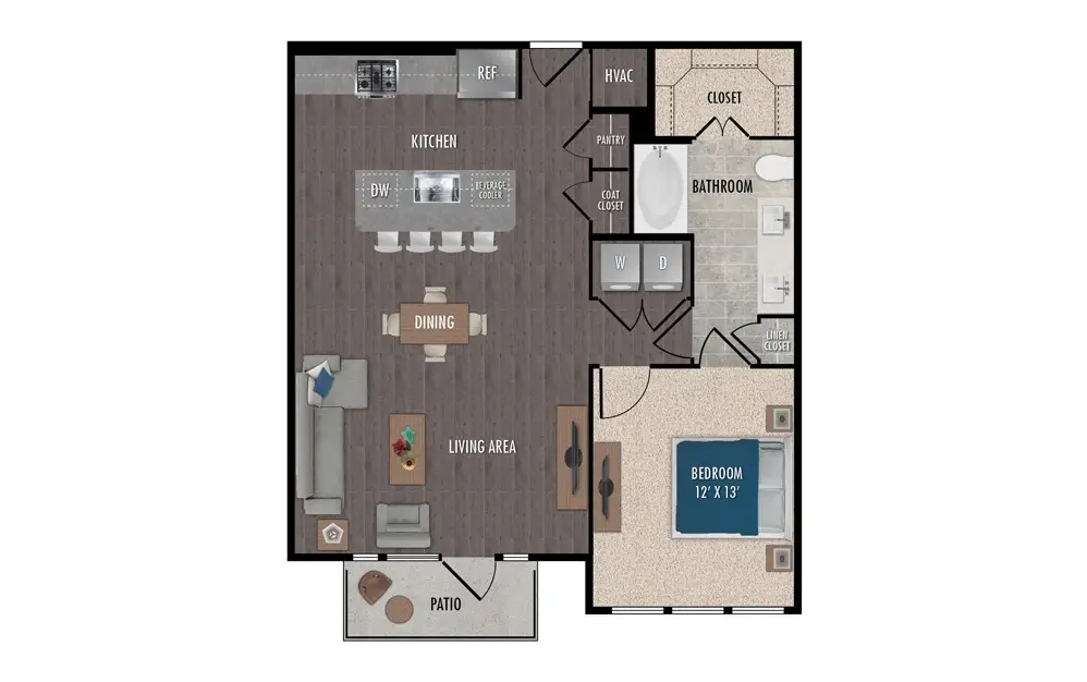 1414 Texas Downtown 1 Bed floor plan, 903 sqft