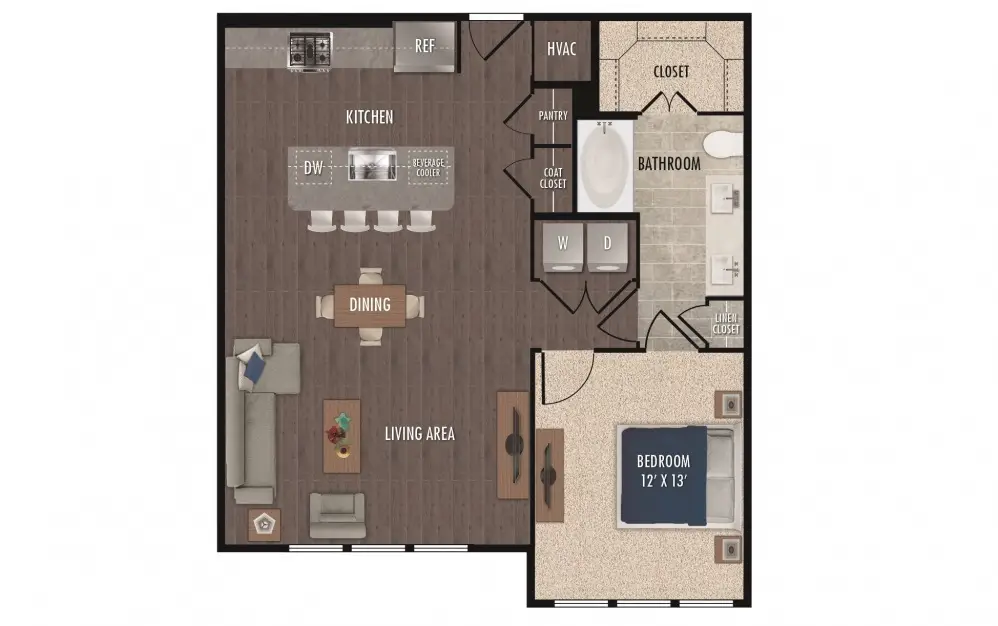 1414 Texas Downtown 1 Bed floor plan, 903 sqft