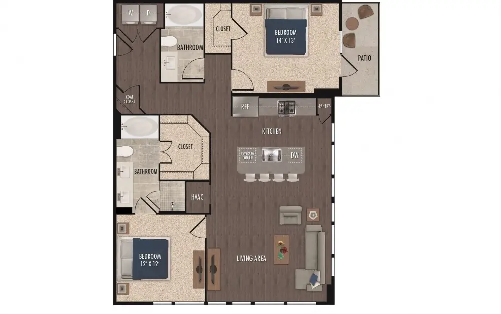 1414 Texas Downtown 2 Beds floor plan, 1234 sqft