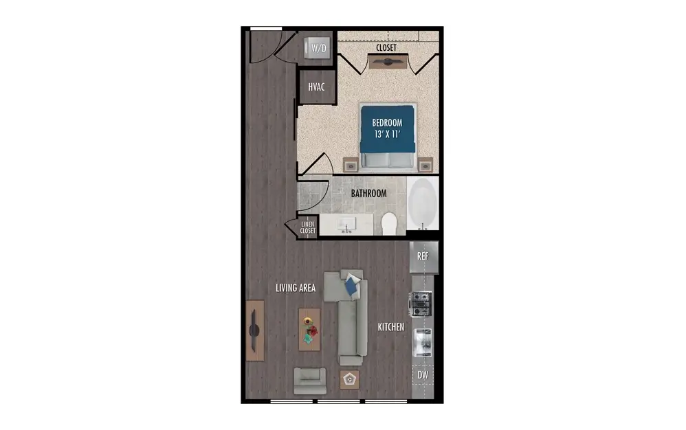 1414 Texas Downtown Studio floor plan, 675 sqft