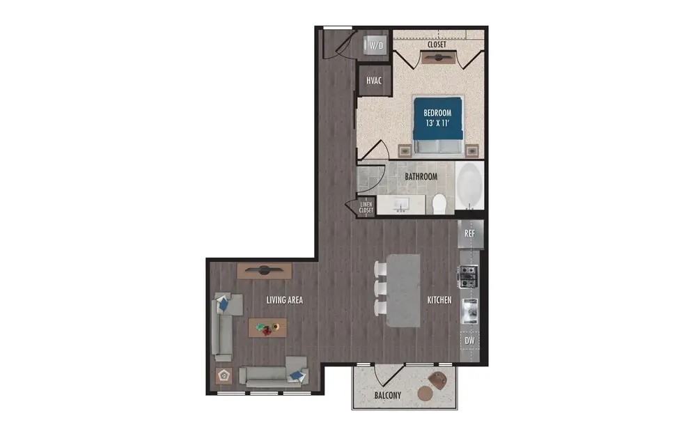 1414 Texas Downtown Studio floor plan, 793 sqft