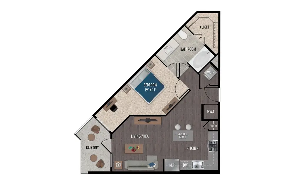 1414 Texas Downtown 1 Bed floor plan, 689 sqft