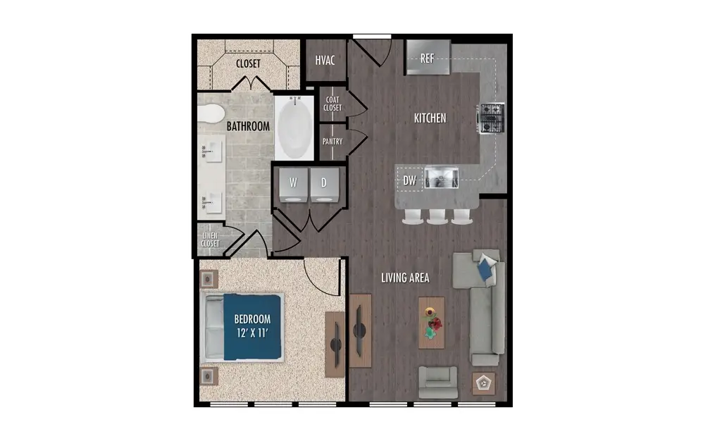 1414 Texas Downtown 1 Bed floor plan, 725 sqft