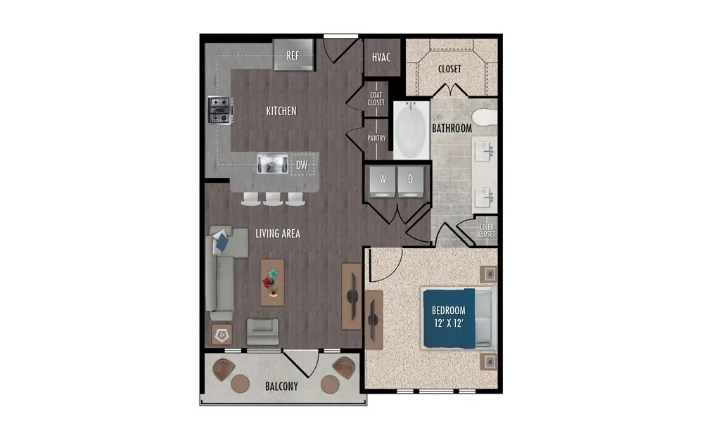 1414 Texas Downtown 1 Bed floor plan, 763 sqft