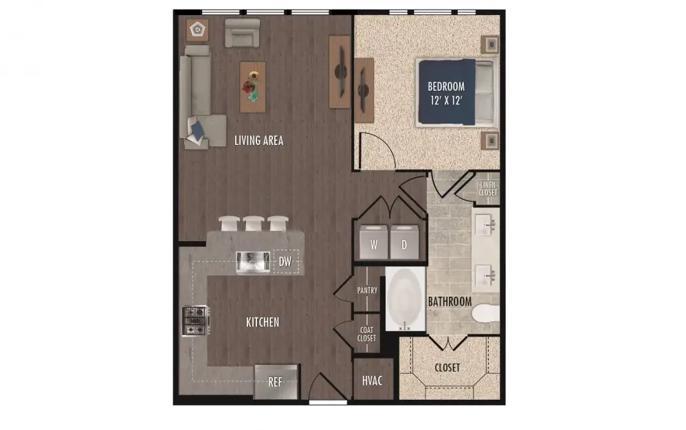 1414 Texas Downtown 1 Bed floor plan, 811 sqft