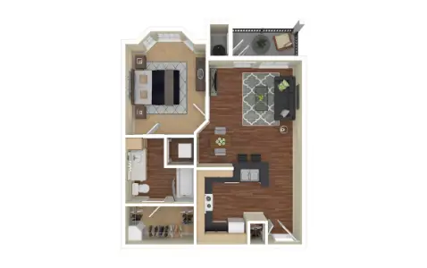 Whitney at The Heights 1 Bed floor plan, 666 sqft