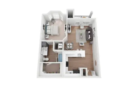 Whitney at The Heights 1 Bed floor plan, 666 sqft