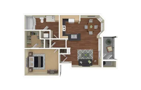 Whitney at The Heights 1 Bed floor plan, 790 sqft