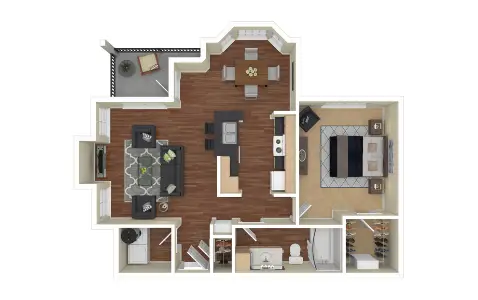 Whitney at The Heights 1 Bed floor plan, 826 sqft