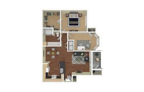 Whitney at The Heights 1 Bed floor plan, 966 sqft