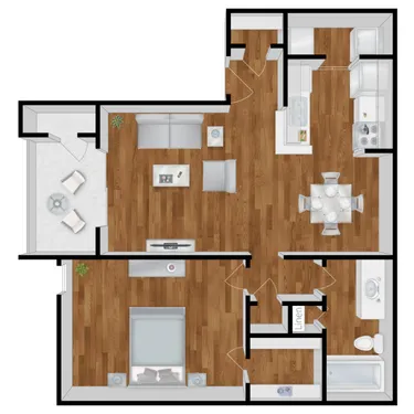 333 Holly Apartments 1 Bed floor plan, 632 sqft