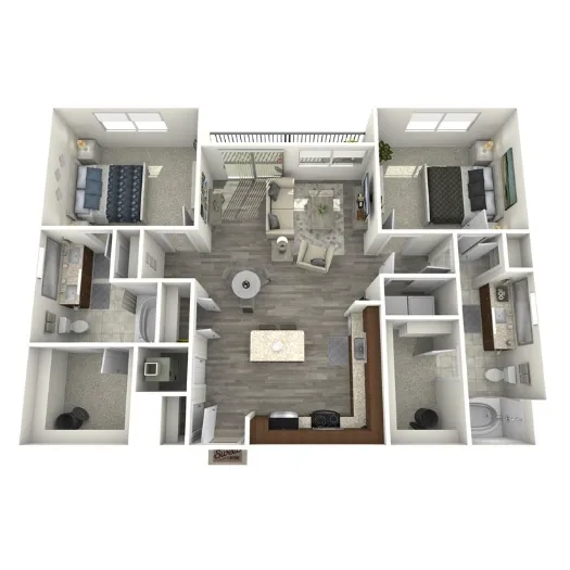 1711 Caroline Apartments 2 Beds floor plan, 1177 sqft