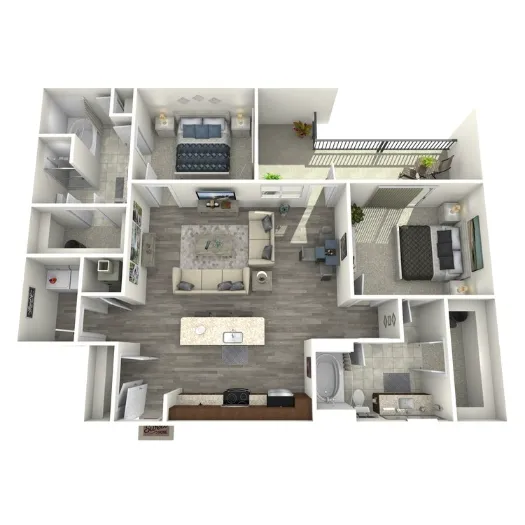 1711 Caroline Apartments 2 Beds floor plan, 1237 sqft