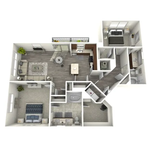 1711 Caroline Apartments 2 Beds floor plan, 1260 sqft