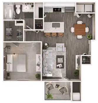 8181 Med Center Apartments 1 Bed floor plan, 659 sqft