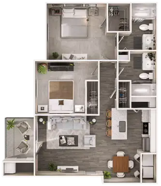 8181 Med Center Apartments 2 Beds floor plan, 871 sqft