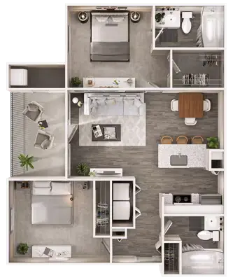 8181 Med Center Apartments 2 Beds floor plan, 909 sqft