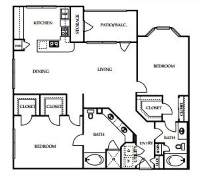 4001 Midtown 2 Beds floor plan, 1400 sqft