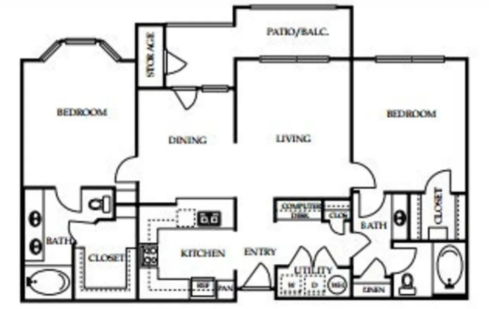 4001 Midtown 2 Beds floor plan, 1215 sqft