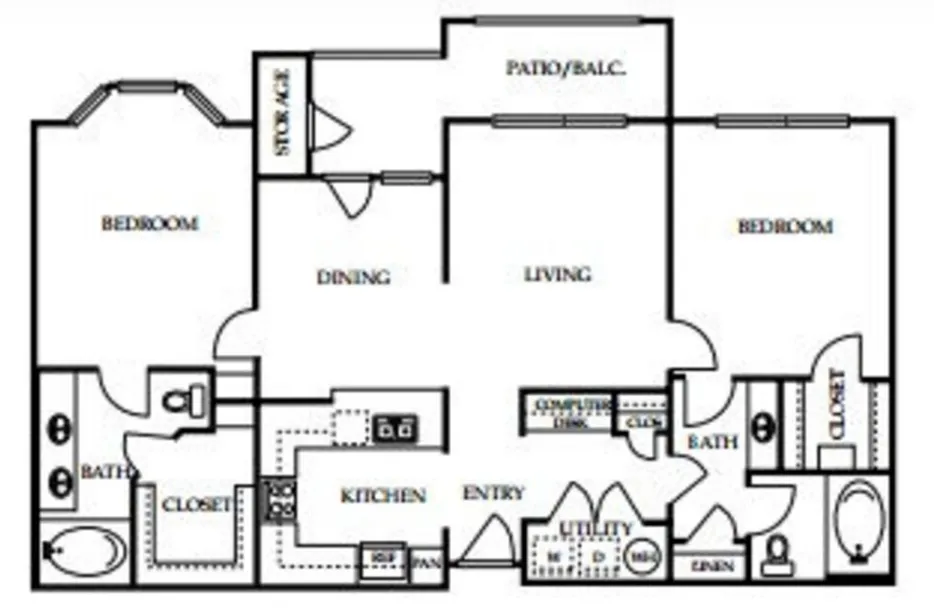4001 Midtown 2 Beds floor plan, 1237 sqft