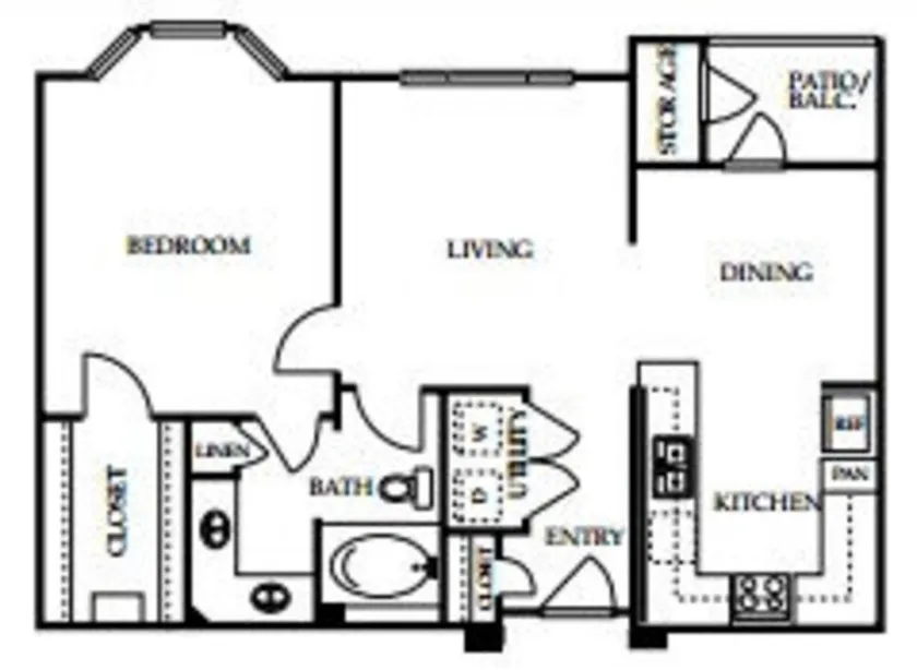 4001 Midtown 1 Bed floor plan, 842 sqft