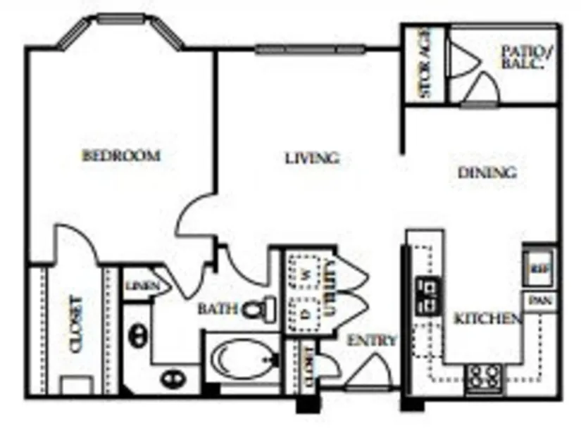 4001 Midtown 1 Bed floor plan, 803 sqft