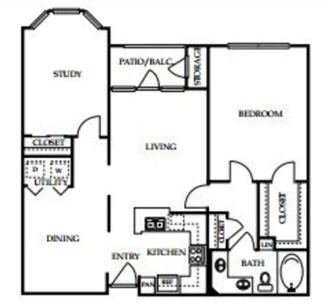 4001 Midtown 2 Beds floor plan, 1073 sqft