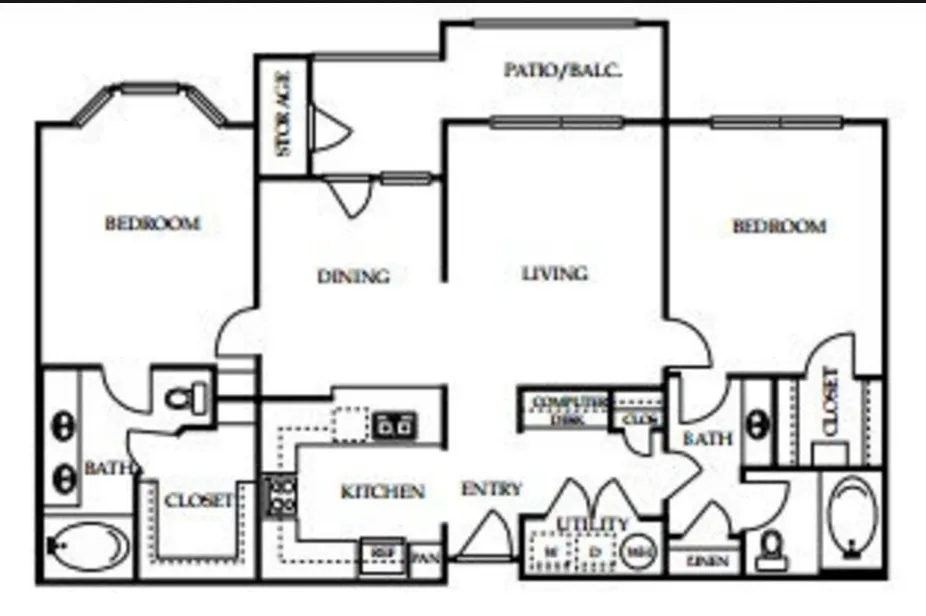4001 Midtown 2 Beds floor plan, 1215 sqft