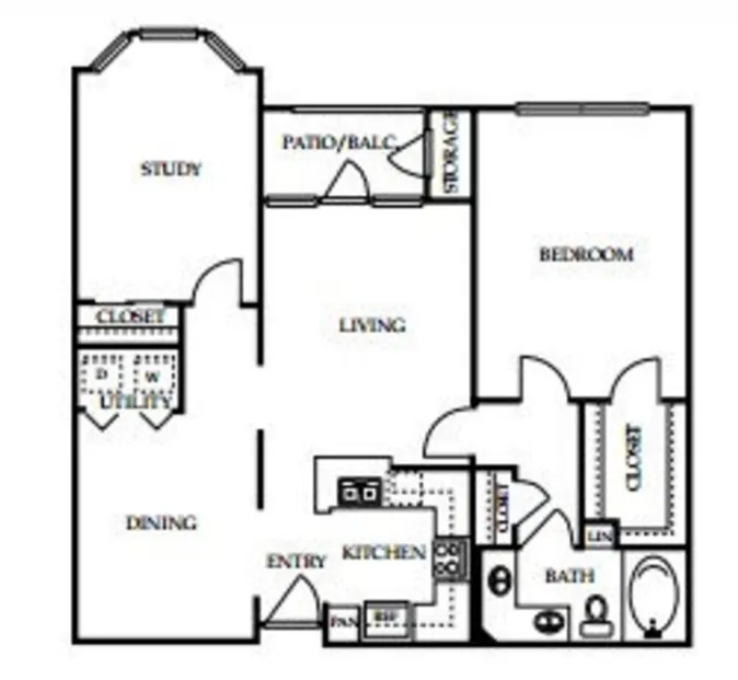 4001 Midtown 2 Beds floor plan, 1059 sqft