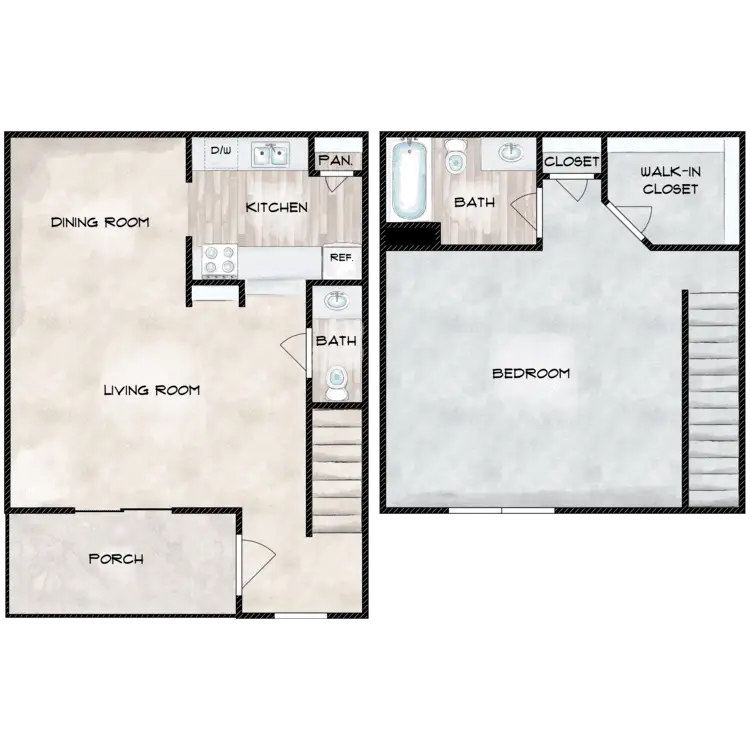 Willow Bend Apartments 1 Bed floor plan, 875 sqft