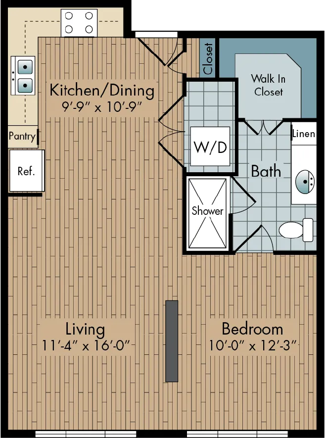 2111 Austin 1 Bed floor plan, 631 sqft