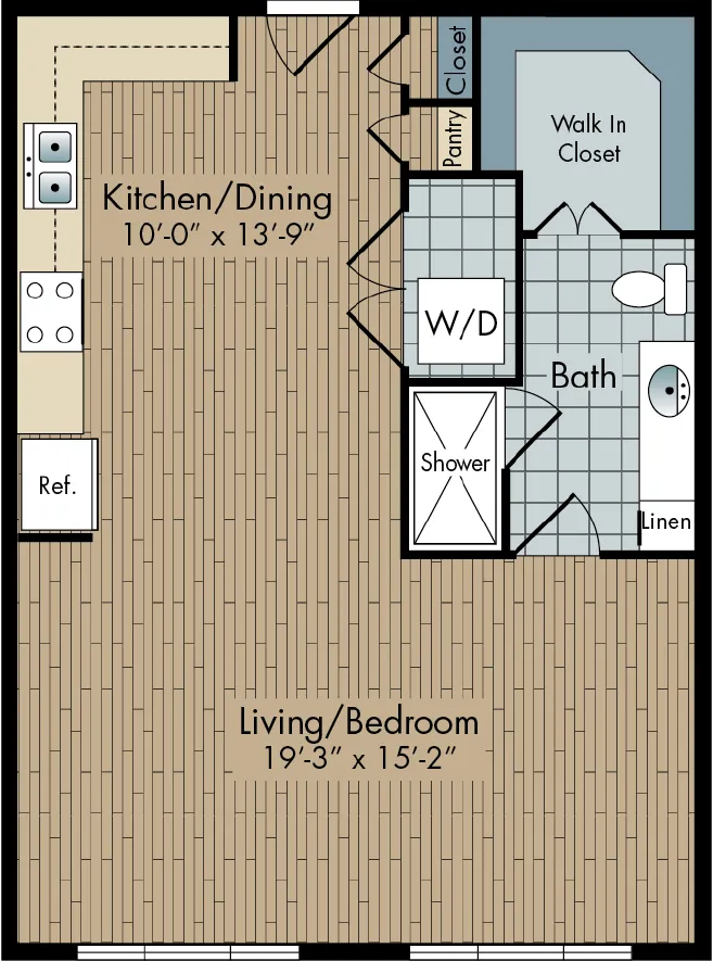 2111 Austin 1 Bed floor plan, 631 sqft