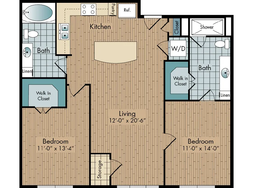 2111 Austin 2 Beds floor plan, 1065 sqft