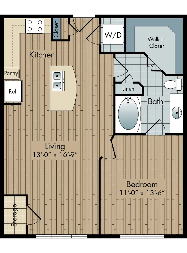 2111 Austin 1 Bed floor plan, 750 sqft