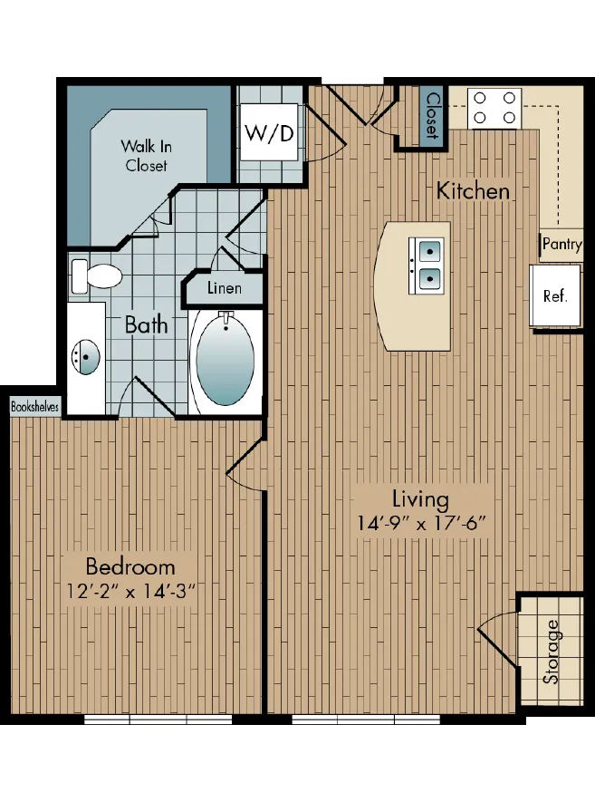 2111 Austin 1 Bed floor plan, 809 sqft