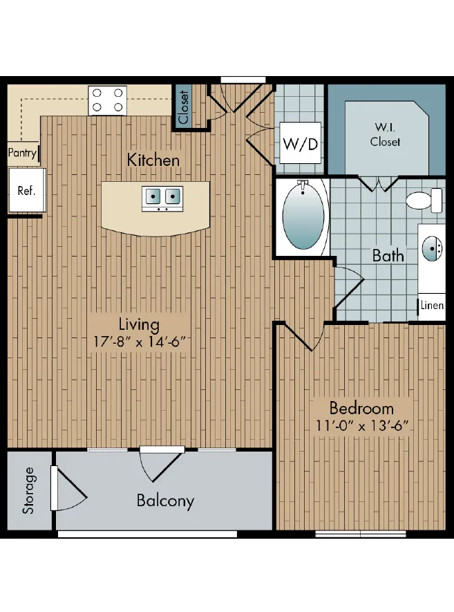 2111 Austin 1 Bed floor plan, 788 sqft