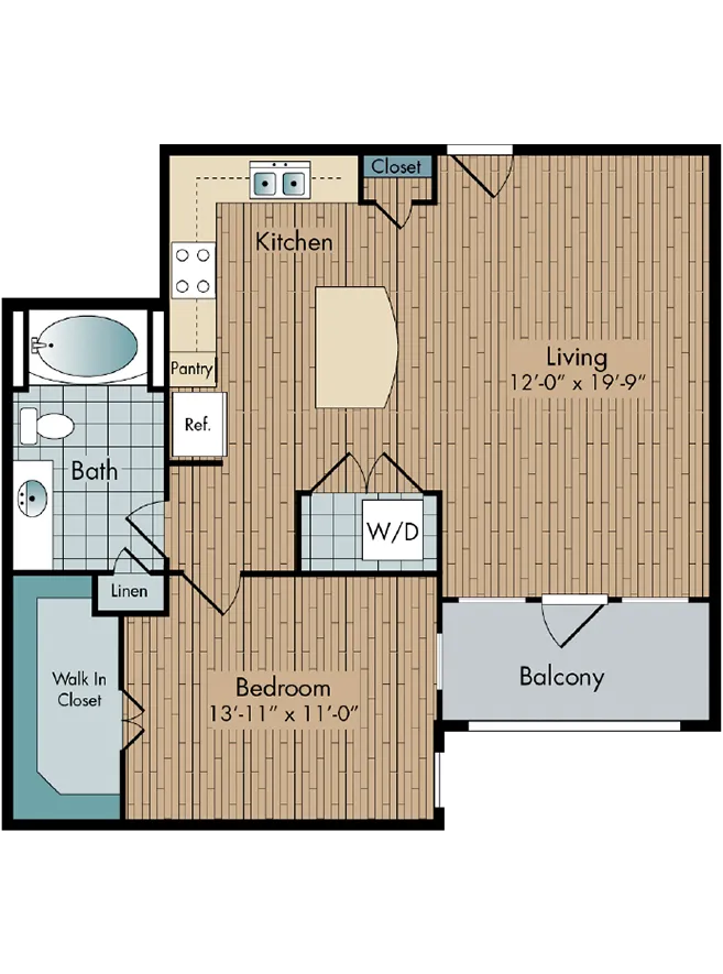 2111 Austin 1 Bed floor plan, 791 sqft