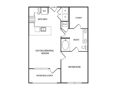 Elation at Grandway West 1 Bed floor plan, 744 sqft