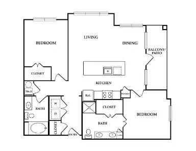 Elation at Grandway West 2 Beds floor plan, 1116 sqft