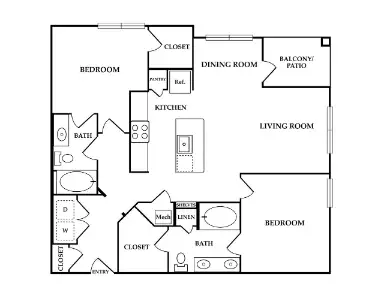 Elation at Grandway West 2 Beds floor plan, 1100 sqft